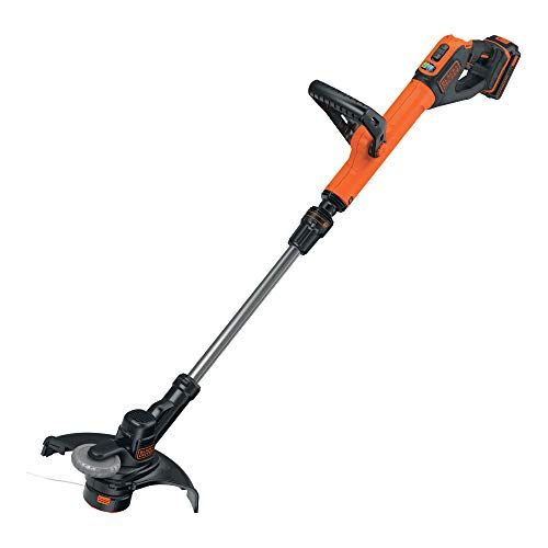 BLACK+DECKER STC1820PC-QW - Sans Fil 18V, sur Batterie 28 cm avec 2 Vitesses - Tête Pivotante 180° - Tube Télescopique et 2 Poignées - Déroulement du Fil Automatique Reflex