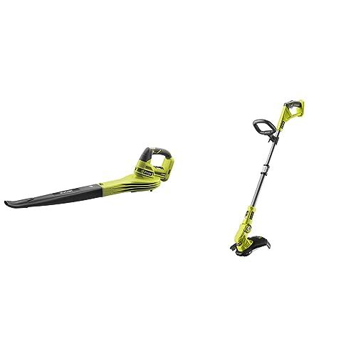 Ryobi : 18V One+ - Coupe-Bordure/Dresse-Bordure Électrique sans Fil à Batterie Ø 25-30cm & Souffleur Électrique sans Fil à Batterie 245 km/h - Utilisations Nettoyage Feuilles Mortes