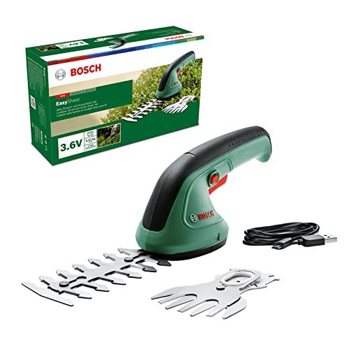 Bosch EasyShear - Cisaille de jardin (batterie 3,6 V intégrée, autonomie : 40 min, longueur de lame : 12 cm (arbustes) / 8 cm (herbe), boîte en carton)